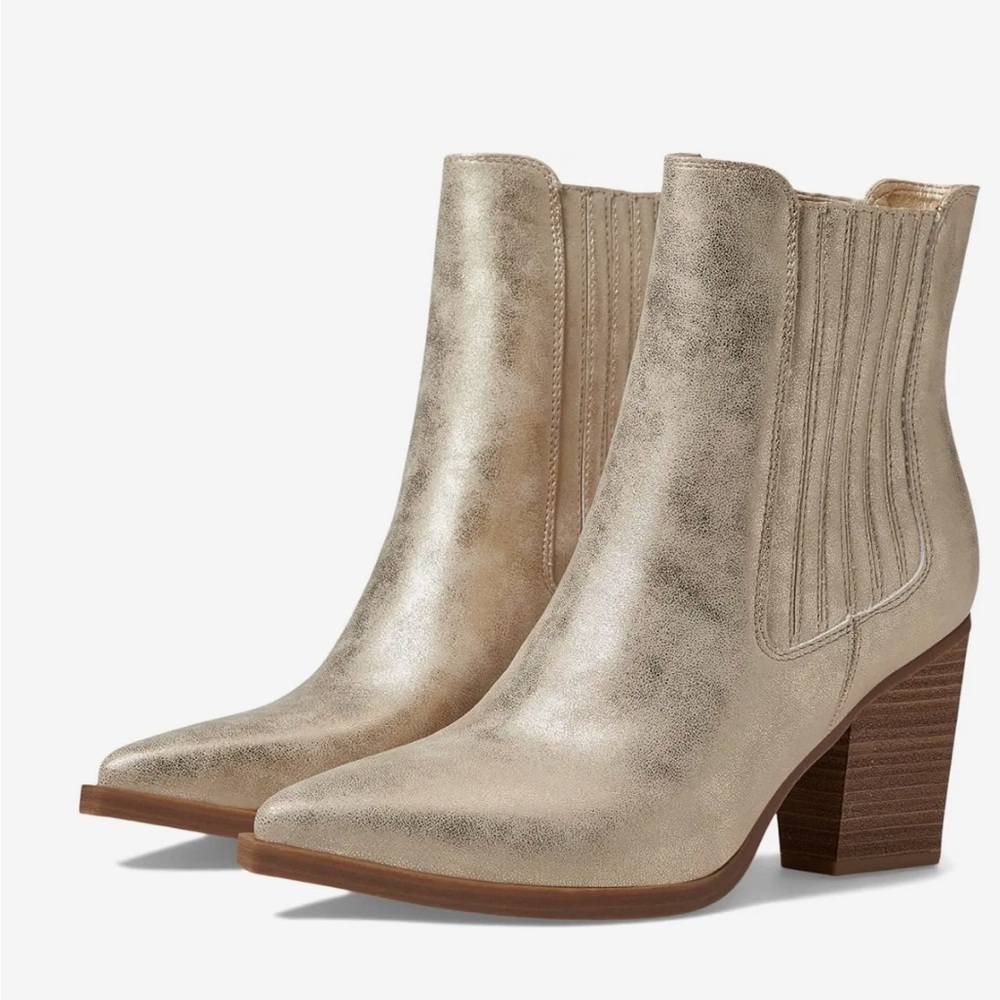 MIA Prairie Pointed Toe Chelsea Booties Gold Brown Size 8.5 - Picture 2 of 6